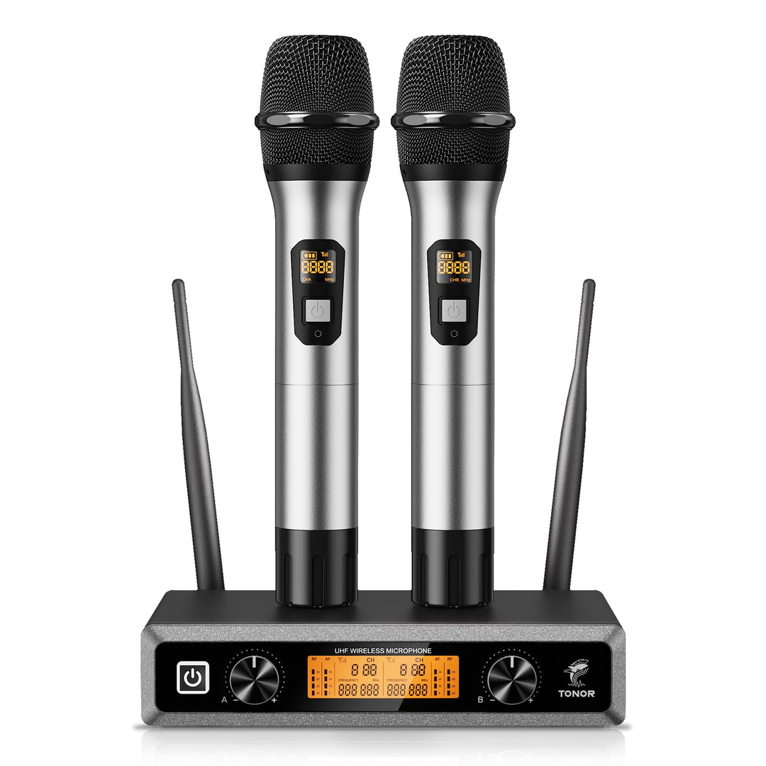 TONOR Wireless Funkmikrofon UHF Professionelles dynamisches drahtloses Dual Mikrofon, Handmikrofonsy