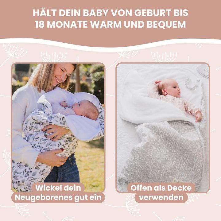 MIMUSELINA Einschlagdecke Babyschale Winter Universal | 2-in-1 Fusssack (92x46 cm) &amp; Decke (92x92 cm