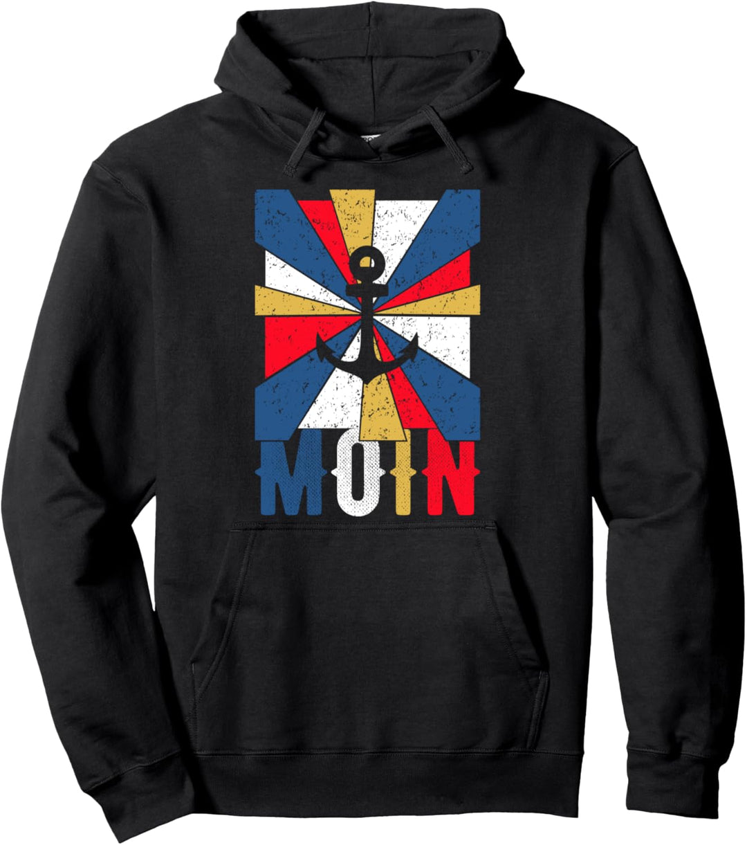 Moin mit Anker Motiv, Nordsee, Meer, Norddeutschland Pullover Hoodie