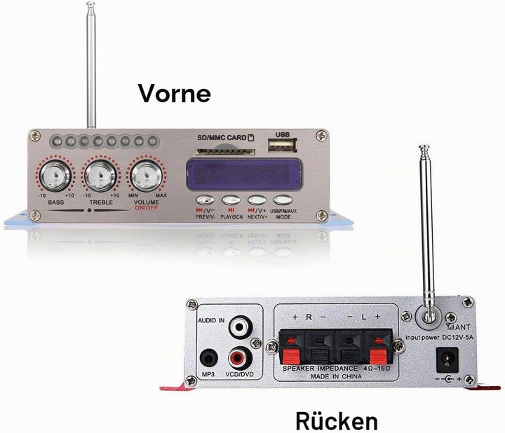 DollaTek 12V Mini HI-Fi Digital Stereo Audio Verstärker USB SD DVD FM Audio Stereo Radio MP3 Lautspr