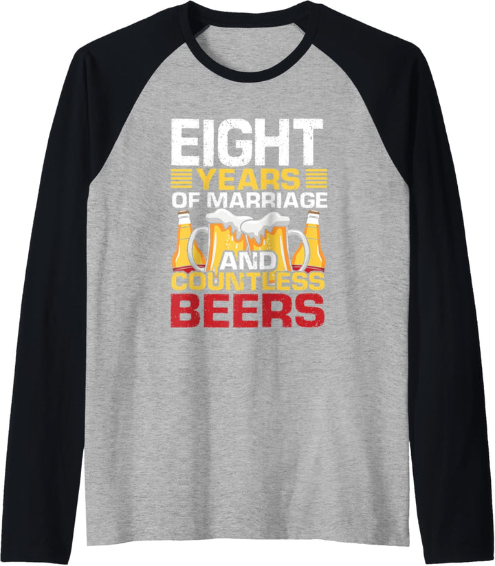 8th Wedding Anniversary Gifts for Him Her Husband Couples Raglan
