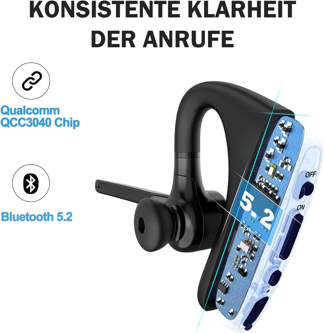 Conambo K10C Headset Bluetooth V5.2,CVC8.0 und ENC Noise Cancelling Bluetooth Headset mit Mikrofon,1