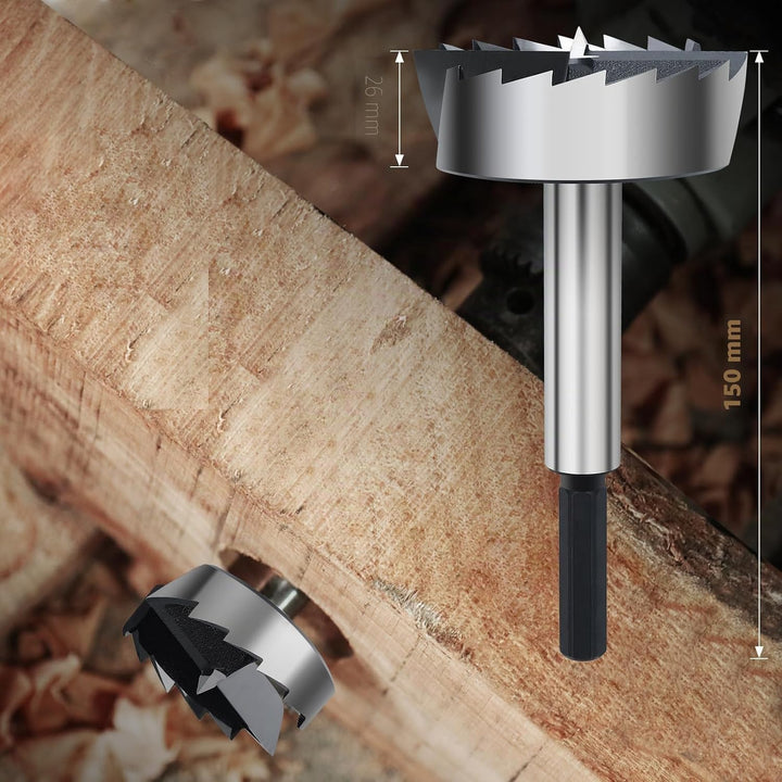 Forstnerbohrer 100mm für Holz, Forstner Bits durchmesser 100mm, Länge 150mm mit 12mm Sechskant Schaf