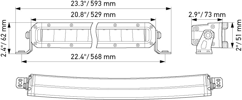 HELLA LED Scheinwerfer Black Magic Slim Curved Lightbar 20" - ECE Zulassung - 12/24V - 3910lm schlan