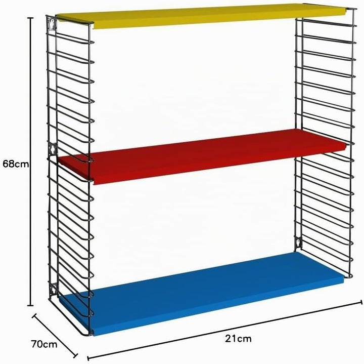 Tomado Zeitloses und modulares Wandregal, Metall, tricolor, 70x21x68 cm, Tricolor