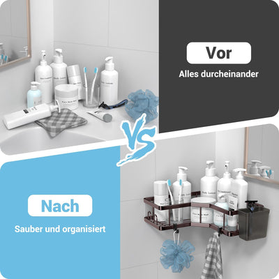 FINIBO Duschablage Ohne Bohren, 2 Stück Selbstklebend Eckregal Badezimmer Organizer, Duschregal Edel