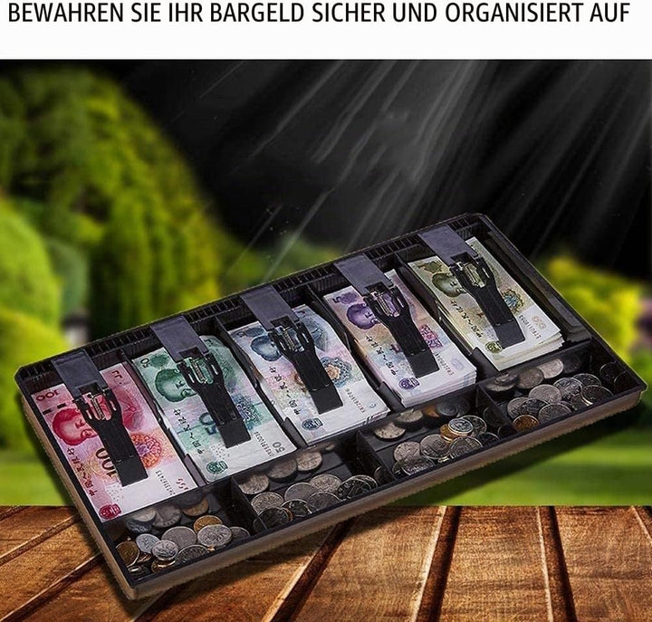 Kasse Geldschublade, 41.00 * 25.00 * 4.00cm Kasseneinsatz für Schubladen mit 9 Rastern Herausnehmbar