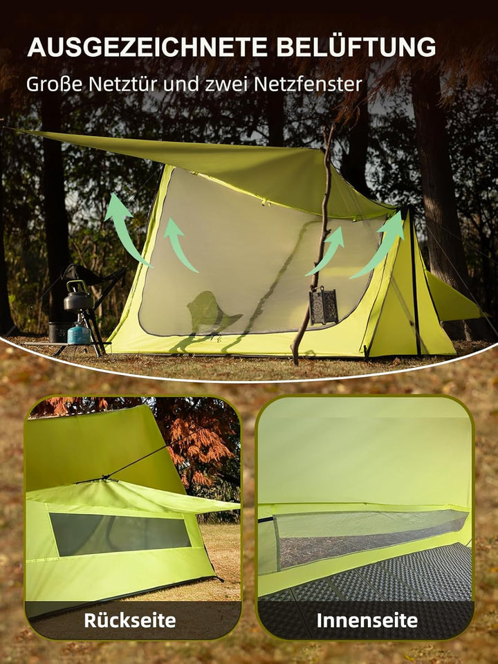 TOMOUNT Ultraleichte Nylon Trekking Shelter EIN-Mann Zelt Kleine Packungsgrösse Zeltbahn, 4 Saison W