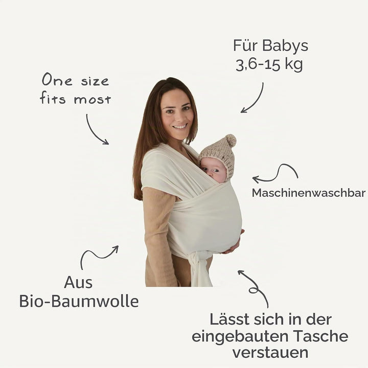 Mushie Tragetuch für Neugeborene &amp; Babys | 100% Bio-Baumwolle | Mit einer integrierten Tasche | von