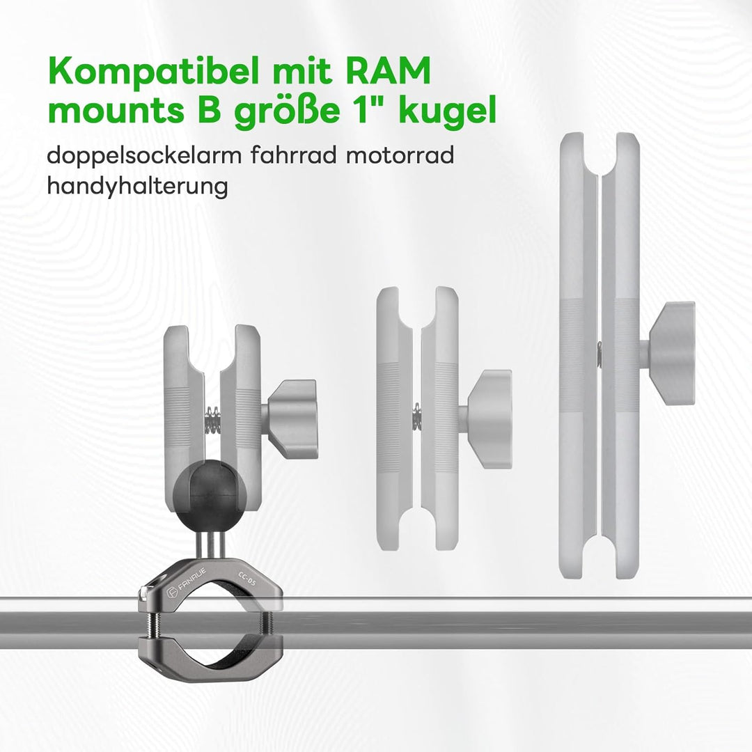 FANAUE Lenker U-Bolzen Montagebasis aus Aluminiumlegierung mit 1" TPU Kugel,Kompatibel mit RAM Mount