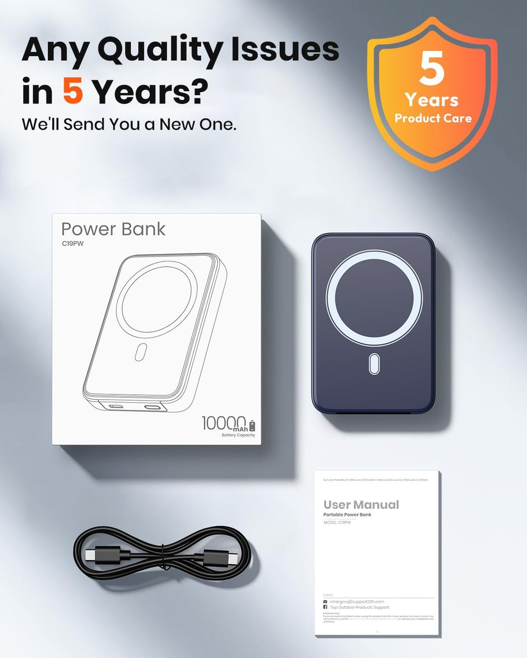 A ADDTOP Magnetic Power Bank 10000mAh- 20W Schnelllade iPhone Ladegerät for Magnetisch, UltraSlim Wi
