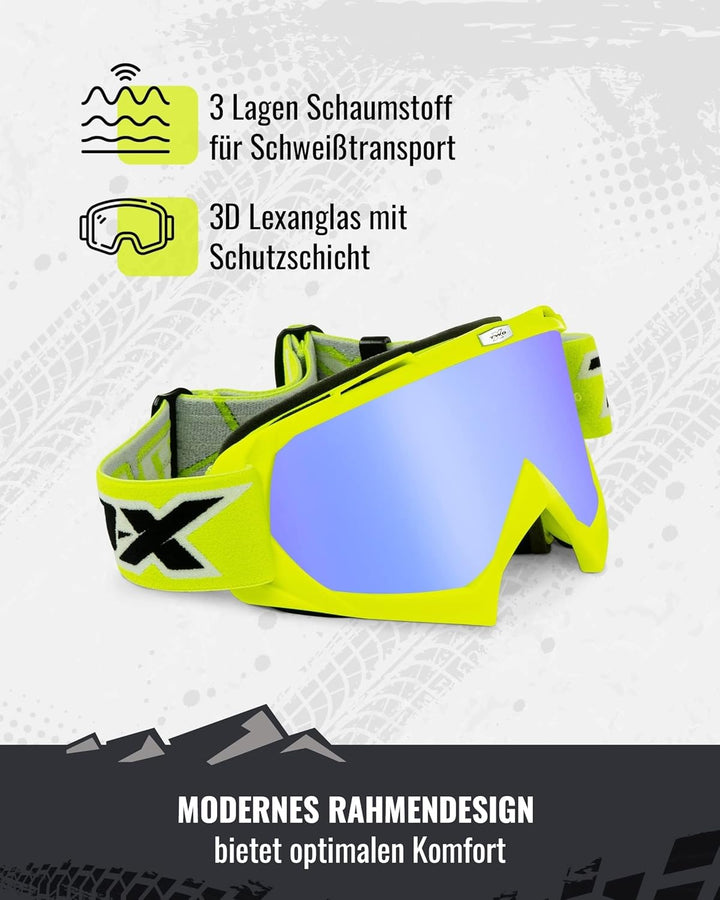 TWO-X Cross-Brille - Motocross-Brille - Kratzfeste Motorrad-Brille - Enduro & Downhill - Modell Race