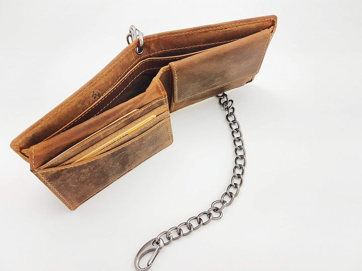 Vintage Biker Wallet Geldbörse klein original GASOLINE BANDIT aus Echtleder mit Kette