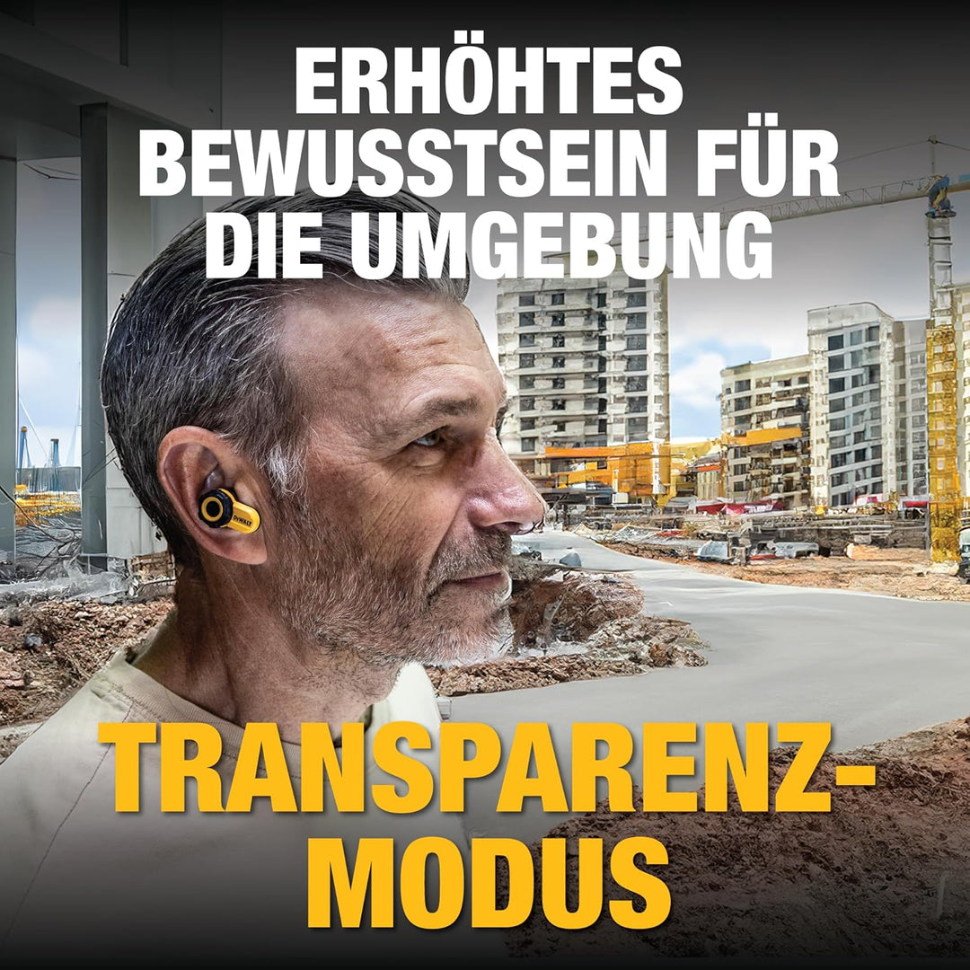 DEWALT Jobsite Pro X2 True Wireless Earbuds – Bluetooth 5.3 Kopfhörer mit Active Noise Cancelling, I