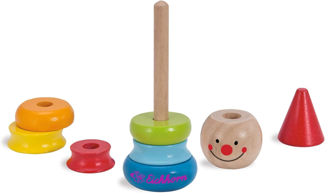 Eichhorn - 100003750 -Lernspielset,Geschenkset, 3 teilig,bestehend aus Steckfigur Clown, Motorikschl