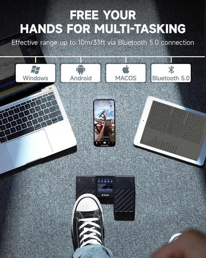 Donner Wireless Bluetooth Page Turner Pedal Bluetooth-Seitenumblätterer-Pedal für iPad-Tablets und S