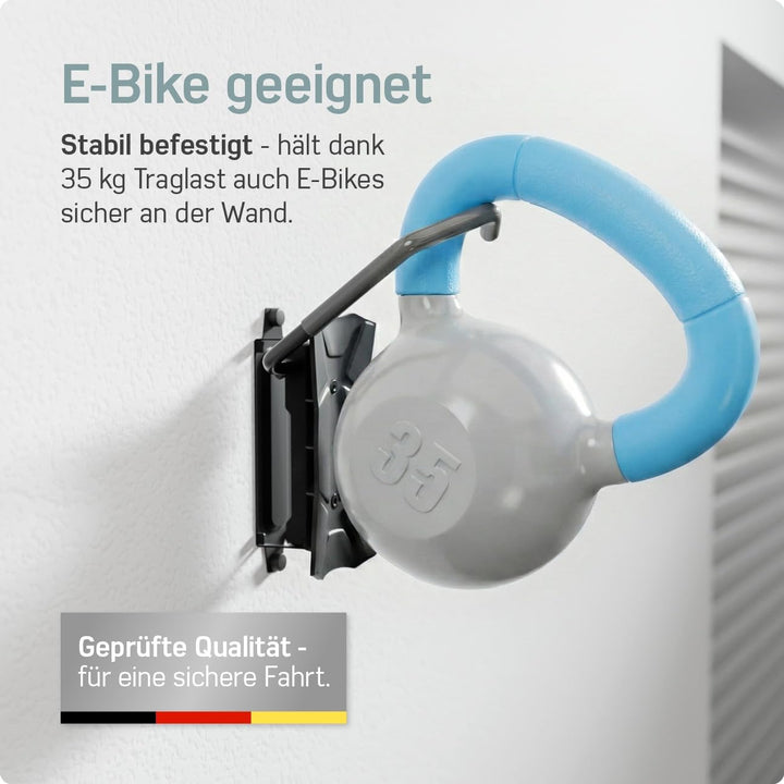 Borgen Fahrrad Wandhalterung Schwenkbar bis 35kg - Platzsparende Fahrradhalterung Wand Vertikal - In