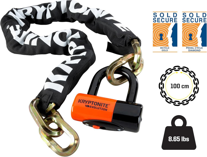 Kryptonite K999515 Kettenschloss, Schwarz, 100cm Single, Single