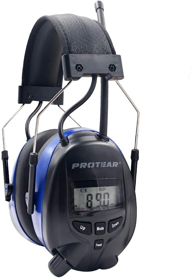 PROTEAR Gehörschutz mit Bluetooth und Radio FM/AM, eingebauter wiederaufladbarer Lithiumbatterie, Si