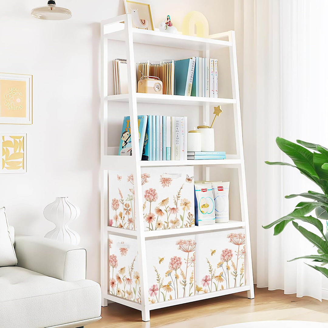 Clastyle 3 Stück Blume Damen Aufbewahrungsbox Stoff für Kallax Faltbar Aufbewahrungskorb Klein Fraue