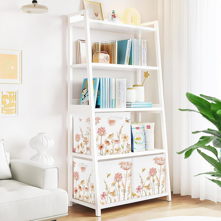 Clastyle 3 Stück Blume Damen Aufbewahrungsbox Stoff für Kallax Faltbar Aufbewahrungskorb Klein Fraue