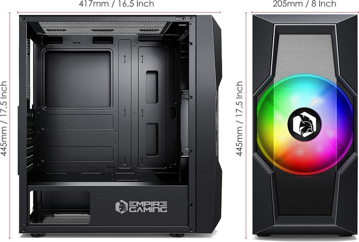 Empire Gaming - PC-Gamer-Gehäuse Onyx - ARGB Mittlerer Turm ATX, mATX, ITX - 4 adressierbare RGB-LED