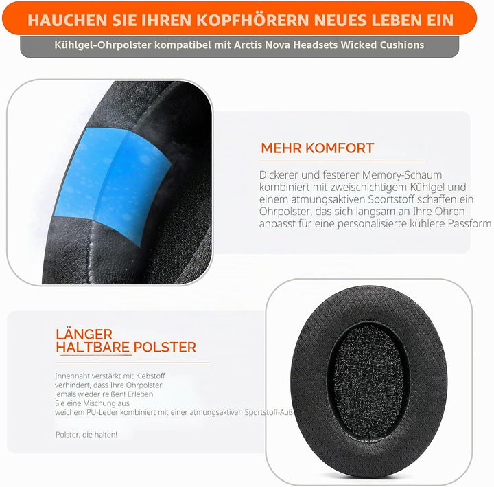 WC Freeze für Arctis Nova – Ersatz-Ohrpolster aus Hybridgewebe mit kühlendem Gel für Arctis Nova Pro