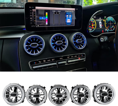Turbo Air Vent Mercedes, 5pcs 3 Color Front LED Turbine Air Vent Umgebungslicht Kit Ersatz für Merce