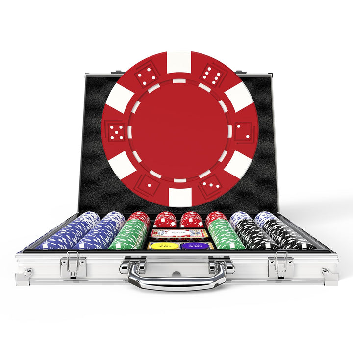 HEITOK Pokerkoffer, Poker Set mit 500 Stück ohne Wert 11,5 Gramm und Aluminium-Tragkoffer für Freize
