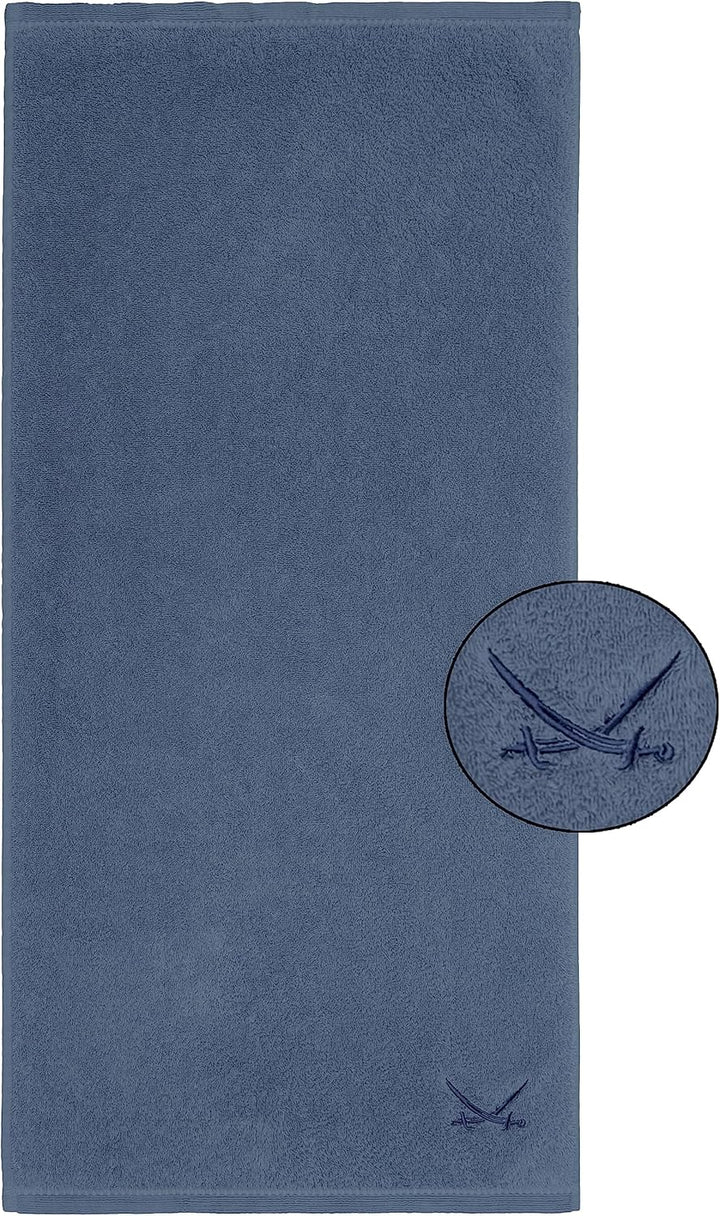 Sansibar Handtuch mit gesticktem Säbel Logo Badtuch 100% Baumwolle 50x100 cm (4er Set, Blau) 4er Set
