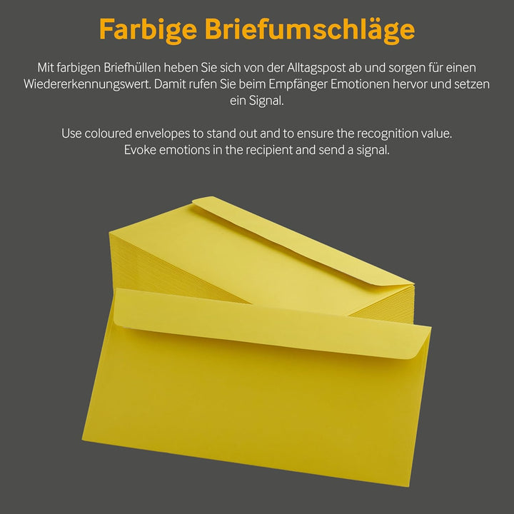 100 Stück, Farbige Briefumschläge, DIN C6/5, Haftklebung mit Abziehstreifen, Gerade Klappe, 120 g/qm