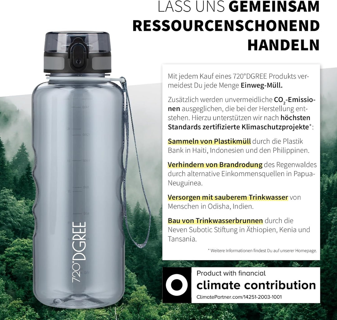 720°DGREE Trinkflasche 1,5l “uberBottle“ +Früchtebehälter - BPA-Frei, Auslaufsicher - Wasserflasche