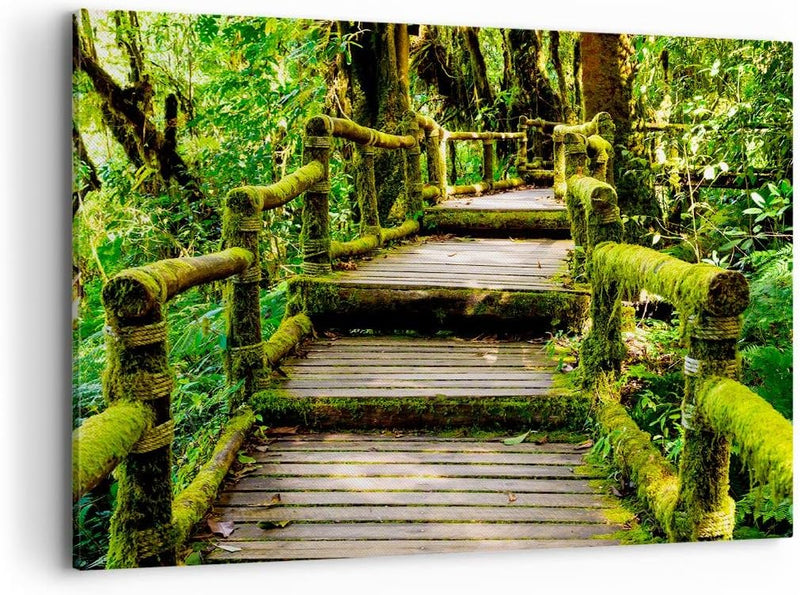 Bilder auf Leinwand 100x70cm Leinwandbild Asien natur park brücke Gross Wanddeko Bild Schlafzimmer K