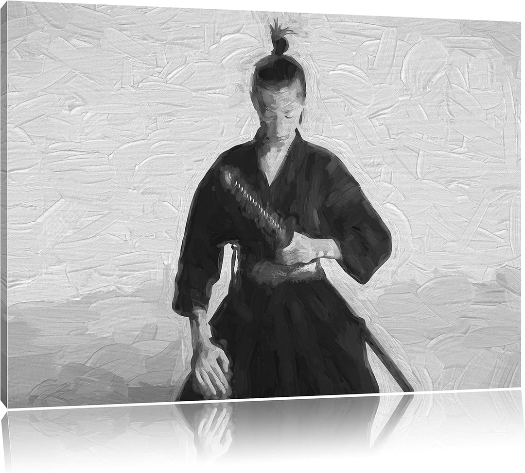 Pixxprint stolze Samurai-Kriegerin Kunst als Leinwandbild/Grösse: 100x70 cm/Wandbild/Kunstdruck/fert