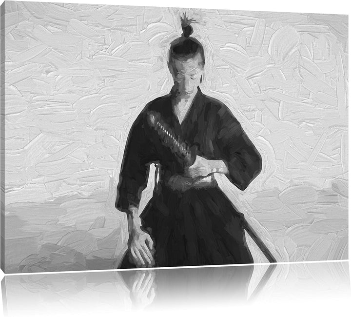 Pixxprint stolze Samurai-Kriegerin Kunst als Leinwandbild/Grösse: 100x70 cm/Wandbild/Kunstdruck/fert