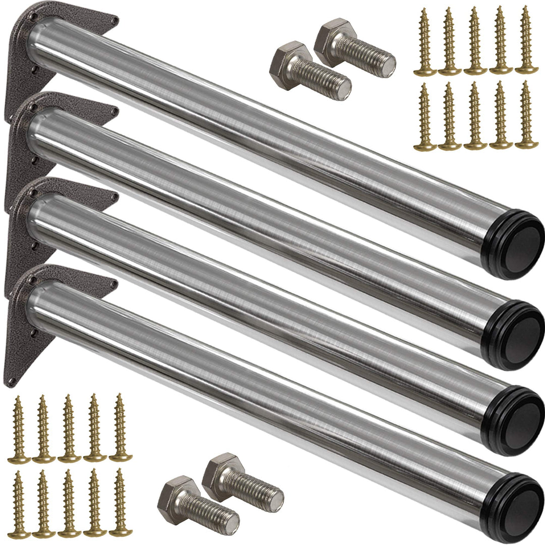 Stahlia 4 x Edelstahl Tischfuss Ø60 mm Tischbeine Möbelfuss |Höhe 710 mm|höhenverstellbar + 30 mm|in