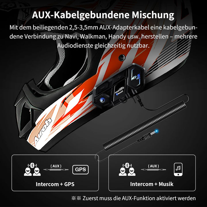 Fodsports M1-S Pro Motorrad Headset, 5.0 Bluetooth intercom Motorrad, Motorrad kommunikationssystem