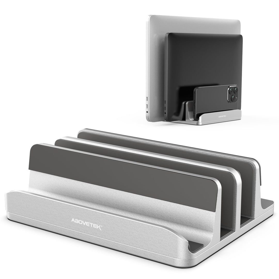 AboveTEK Vertikaler Laptopständer Aluminium, Laptophalter für Laptop bis zu 17,3 ", Aluminium 4 in 1