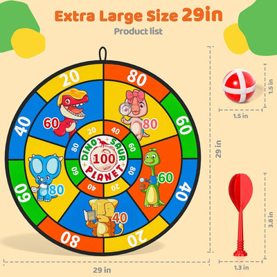 Doloowee 29 Zoll Dartscheibe Kinder 74cm, Kinder Spielzeug Doppelseitige Dartscheibe mit 20 klettbal