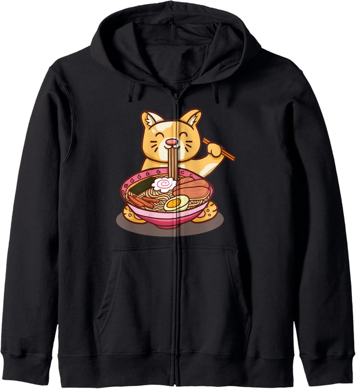 Tasse Ramen katzen, die lustiges geschenk der Nudeln essen Kapuzenjacke