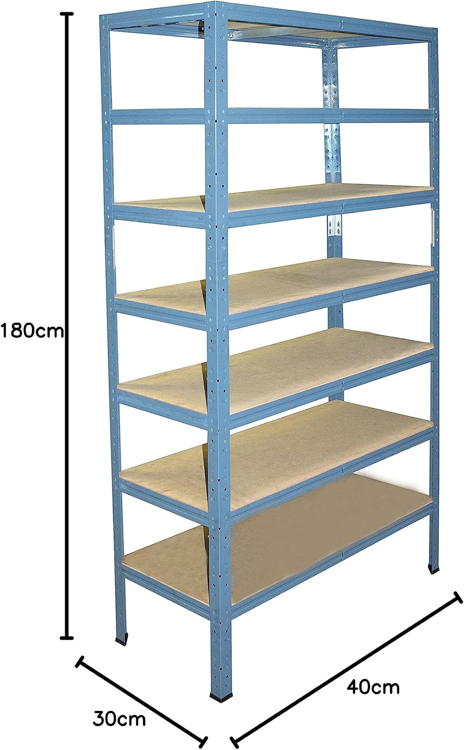 shelfplaza® 180x40x30cm Home Schwerlastregal blau/Metallregal mit 7 Böden/Kellerregal Metall, Garage