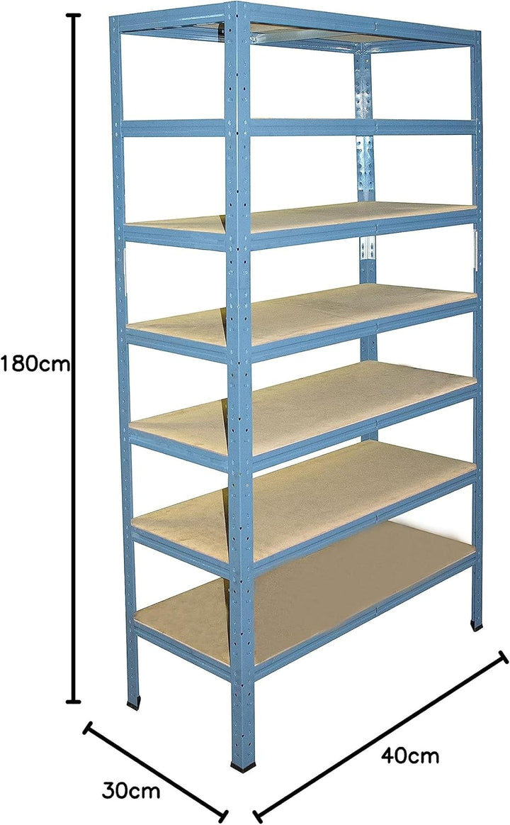 shelfplaza® 180x40x30cm Home Schwerlastregal blau/Metallregal mit 7 Böden/Kellerregal Metall, Garage