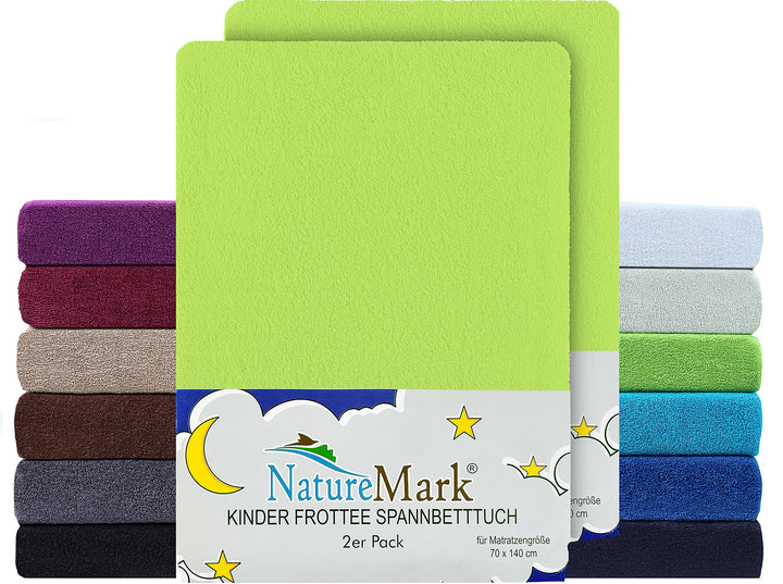 NatureMark 2er Pack Kinder Spannbettlaken – Superweiches Frottee, Hautfreundlich & Pflegeleicht – Pe