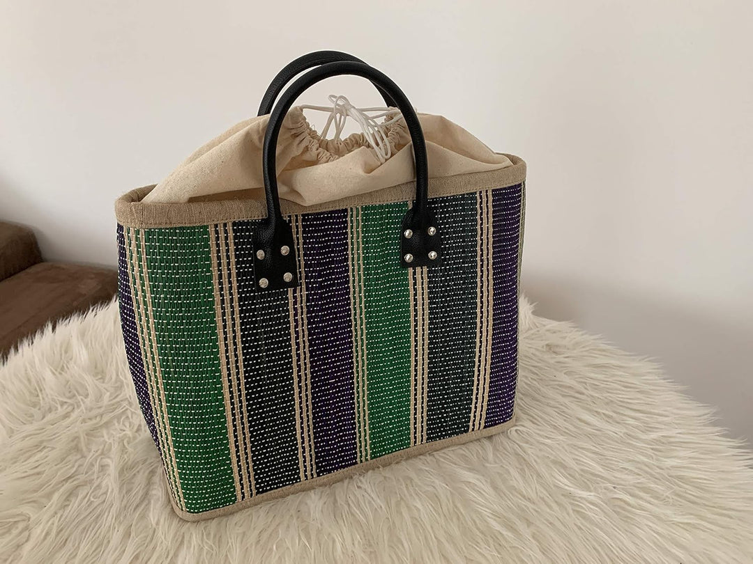 LaFiore24 Einkaufstasche Shopper Henkeltasche Korb Handtasche Allzwecktasche Grün-Schwarz, Grün