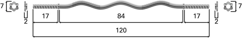 Curlstange mit Sternverschluss Bizepsstange Hantelstange Fitness, 3x120 cm