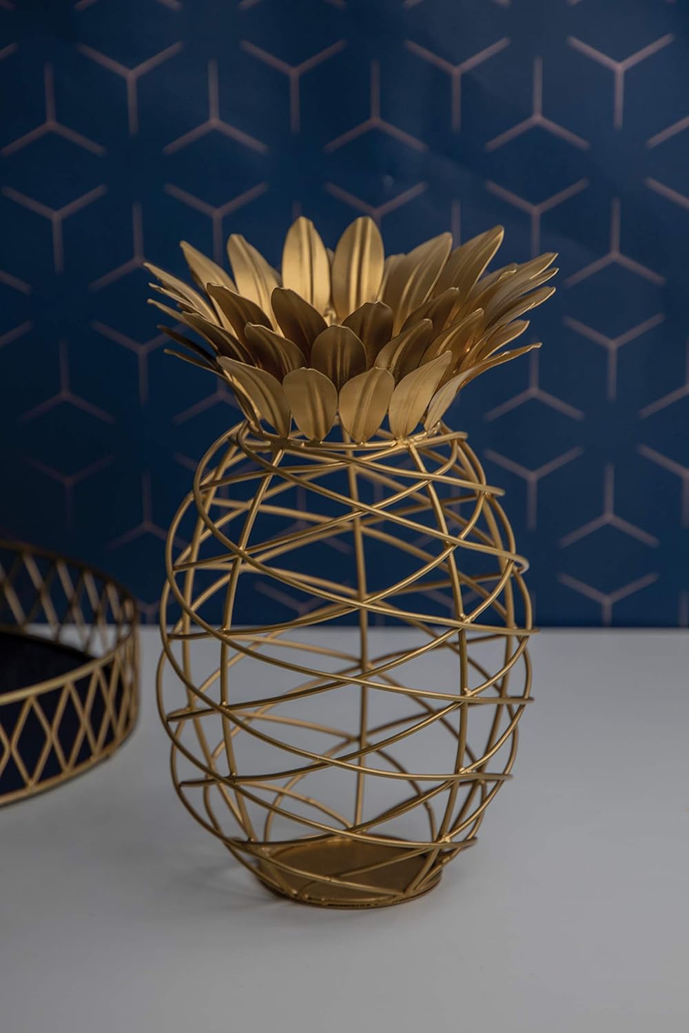 BARCRAFT Weinkork-Sammler, Ananas-Form, Metall, Goldfarben, 20 x 28cm