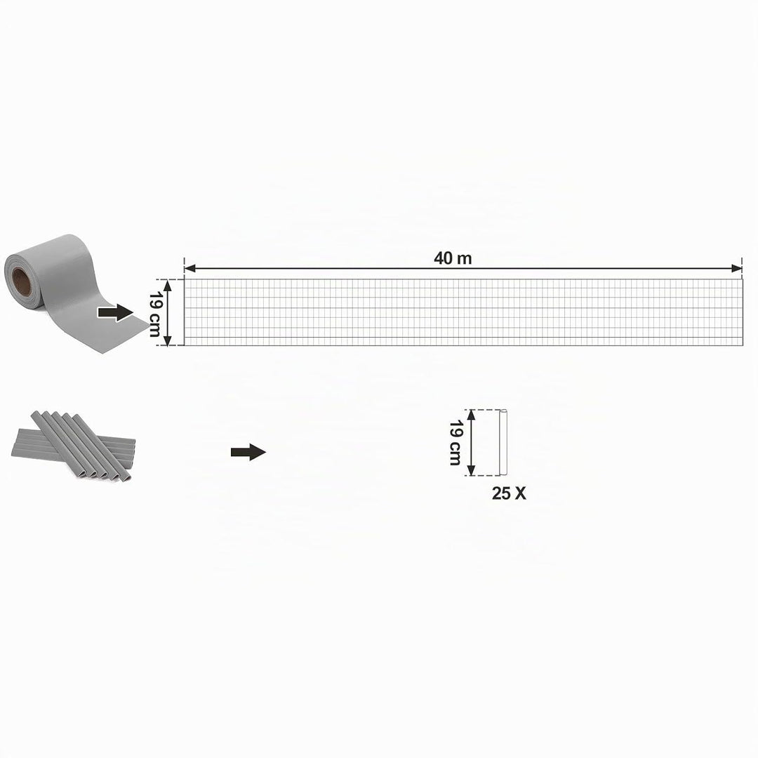SONGMICS PVC Sichtschutzstreifen, Zaunfolie 40 m x 19 cm, extra dick und Blickdicht, mit 25 x Befest