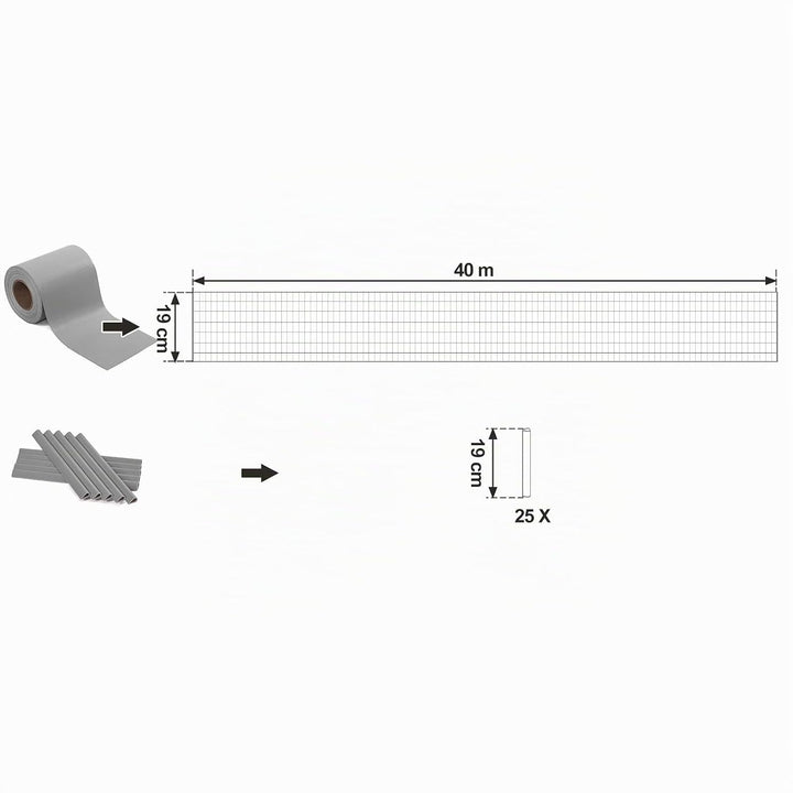 SONGMICS PVC Sichtschutzstreifen, Zaunfolie 40 m x 19 cm, extra dick und Blickdicht, mit 25 x Befest