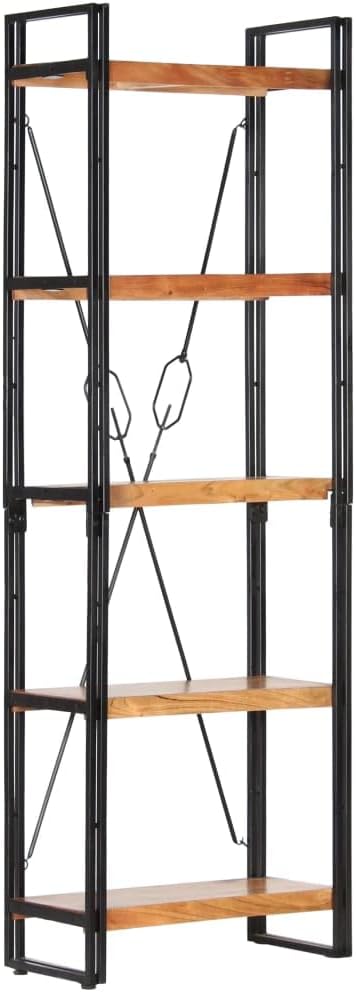 vidaXL Akazienholz Massiv Bücherregal 5 Fächer Industriestil Standregal Büroregal Wandregal Holzrega