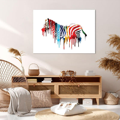 Bilder auf Leinwand 100x70cm Leinwandbild Zebra Detail digital wild Gross Wanddeko Bild Schlafzimmer